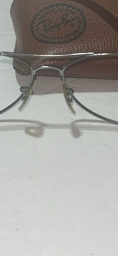 Ray-Ban Aviator Cockpit Sunglasses Frame Only Silver Italy 59-14-135 Used W/Case - Picture 4 of 9