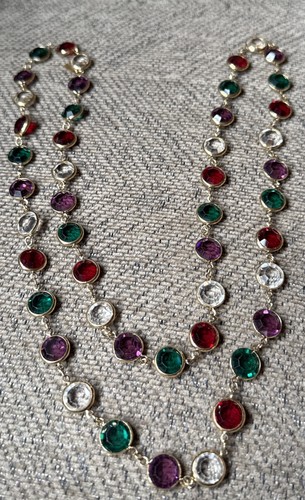 Swarovski Austrian Crystal Jewel Tones With Gold Tone 36” Necklace