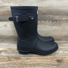 Hunter Original Short Back Adjustable Waterproof Boots Matte Black Women  s 6.