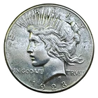 US 1928 P Peace Silver Dollar Key Date AU Details