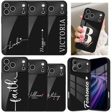 Custom Name Glossy Glass Phone Case For iPhone 17 Pro Max 16 15 14 13 Hard Cover