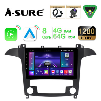 DAB+ Android 15 CarPlay 8 Core 4+64G Für Ford S-Max 2006-2014 Auto Autoradio GPS