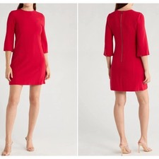 Alice + Olivia Gem Shift mini dress Size 6 Deep Ruby Quiet Luxury professional