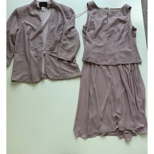 Alex Evenings Womens 14 Mauve Glitter Dress and Jacket Set Mother of the Bride