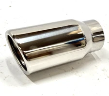 2.36” 60mm INLET - 3.15” 80mm OUTLET - 5.5” 140mm LONG Polished Slant Cut Tip