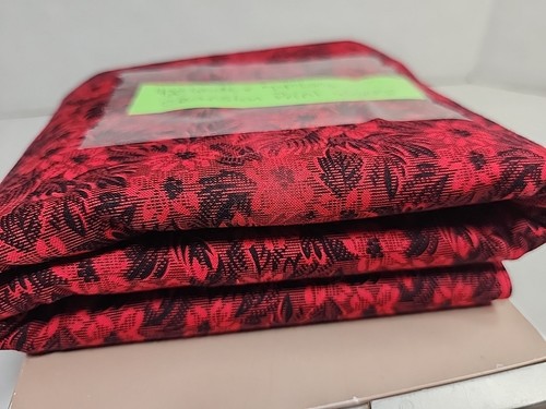 Vtg Cranston Red & Black All Over Floral Print Cotton Fabric 42x74 Craft Sewing - Picture 16 of 20