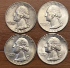 US Silver Quarters Lot Of 4 (1952-D,53-S,54,56-D) (#800)