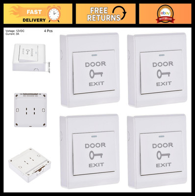 Push to Exit Button Release Switch - Door Access Control System, 12V, 4 Pack
