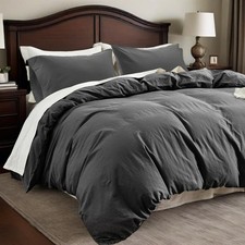 Flax Linen Duvet Cover Queen Size, 3PCS Natural French Linen Cotton Duvet Cov...