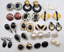 Lot Of 17 Pairs Vintage Retro to Modern Clip On Earrings 1980's Multicolor