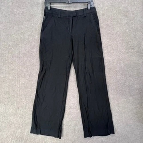 Pantalones de mezclilla negros para mujer Armani EU42/28 US 8 pierna recta lana/viscosa carrera