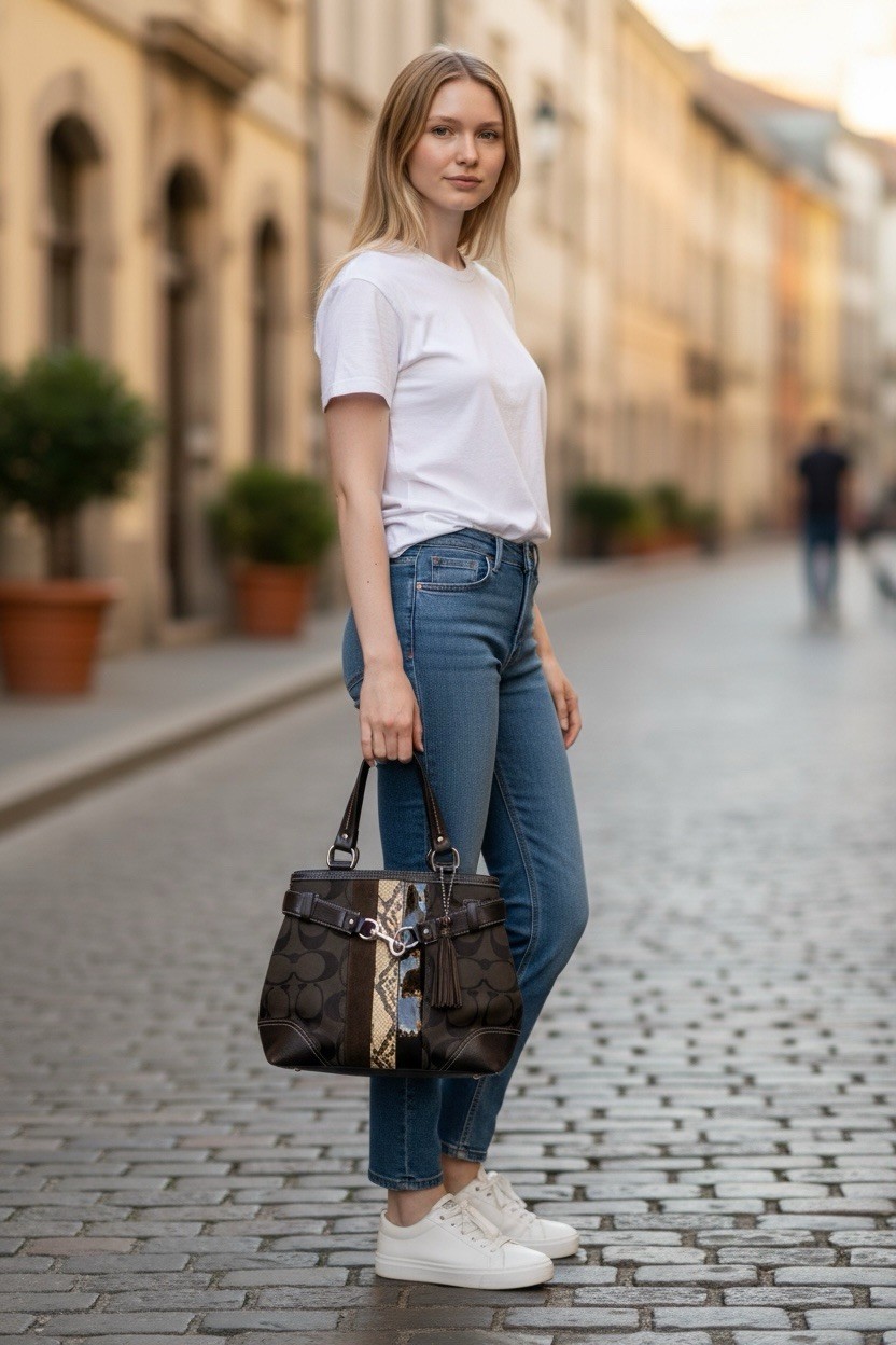 COACH HAMPTON SIGNATURE PYTHON TOTE - image 1