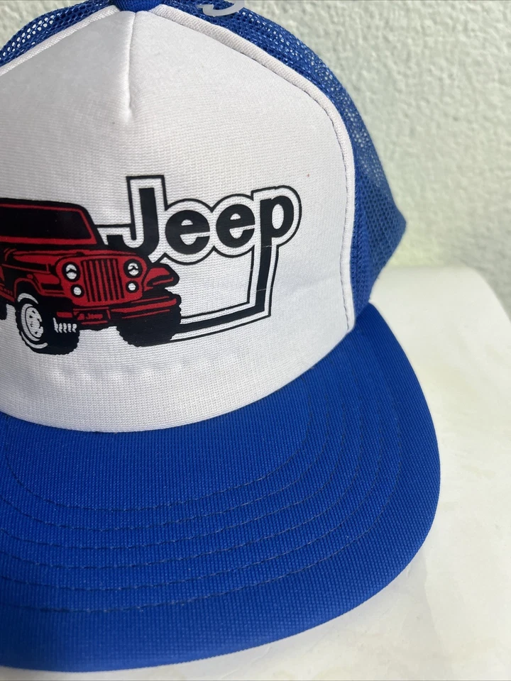 Gorra de camionero vintage Jeep Snapback para hombre azul blanco años 80 al aire libre Foto 4 de 4