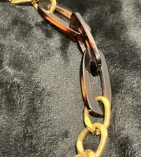 Mod Retro Belt Gold Chain Hook Closure Faux Tortoise Shell Accent 44  Adjustable