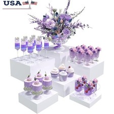 Acrylic Food Display Risers Set Buffet Cake Stand Nesting Organizer 6PCS New