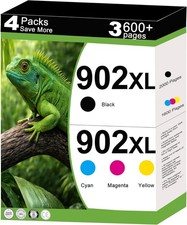 902XL Ink Cartridges 4 Pack BK C M Y for HP OfficeJet Pro 6968 6978