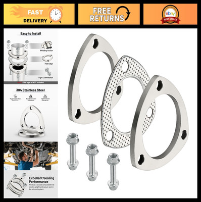 3-Inch Exhaust Flange Connection Kit - Stainless Steel Flange, Gasket, Bolts & N