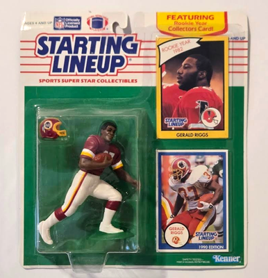 #ad 1990 GERALD RIGGS Starting Lineup WASHINGTON REDSKINS NFL SLU ROOKIE YEAR CARD $27.95