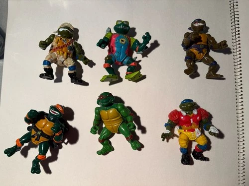 VTG TMNT Teenage Mutant Ninja Turtles Lot of 6 Playmates Figures Accessories 90s