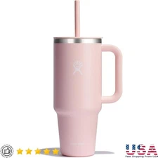 Insulated Travel Tumbler Double Wall Vacuum Straw Leak Resistant Fits Cupholder