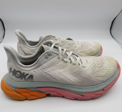 HOKA ONE ONE Clifton Edge Running Shoes Womens Size 10 White Pink