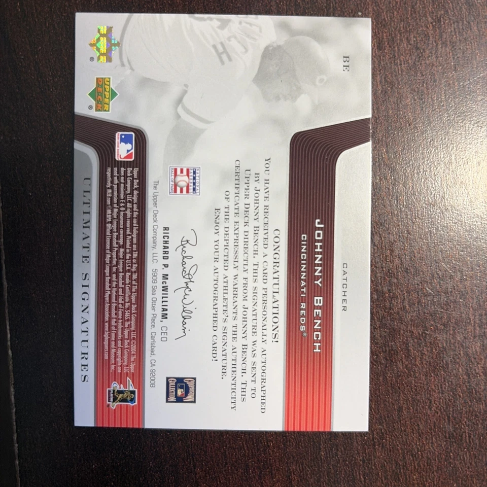 2004 上层甲板终极签名 Johnny Bench 11/25 — 第 2/3 张图片