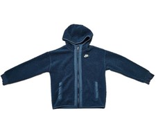 Nike Sweatshirt Boys M Blue Hooded Full Zip Sherpa Sportswear Fleece Big Kid
