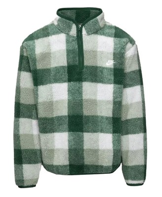 Nike Mens 1/2 Zip Pullover Sherpa Jacket Size Mens Small S Green
