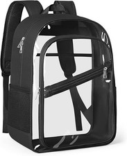 Heavy Duty Clear Backpack PVC Fabric School Bookbag Reinforced Straps Large