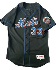 New York Mets Custom Black Jersey Men s Majestic Stitched Size 44 Large