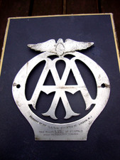 Original Vintage Flat Chrome AA Badge, 1930's Good Condition. No72072F