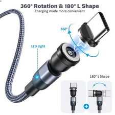 Magnetic Charging Cable 4 Pack 3.3ft/6.6ft/6.6ft/10ft, 540 Degree Rotating Ma...