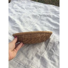 Oval wicker basket 10” 10 in tan brown farmhouse country