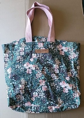 Laura Ashley Canvas Tote Bag Pink Green Blue Floral Cottagecore