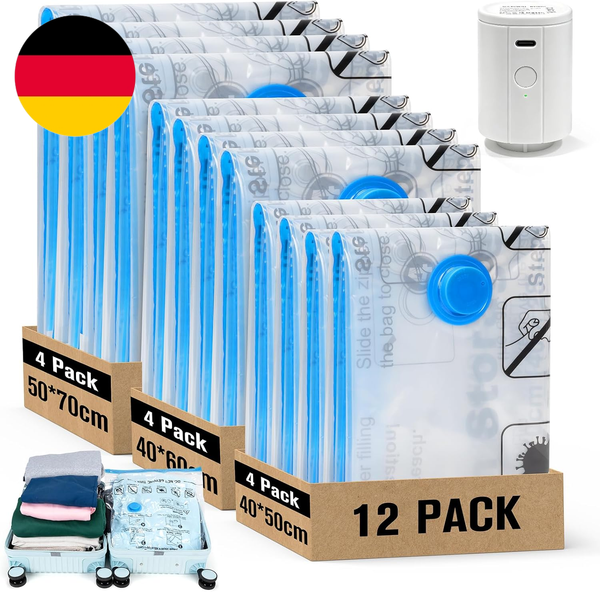 Boxlegend Vakuumbeutel FüR Kleidung Reise Mit Vakuumpumpe, Vakuumbeutel 12 StüCk-image