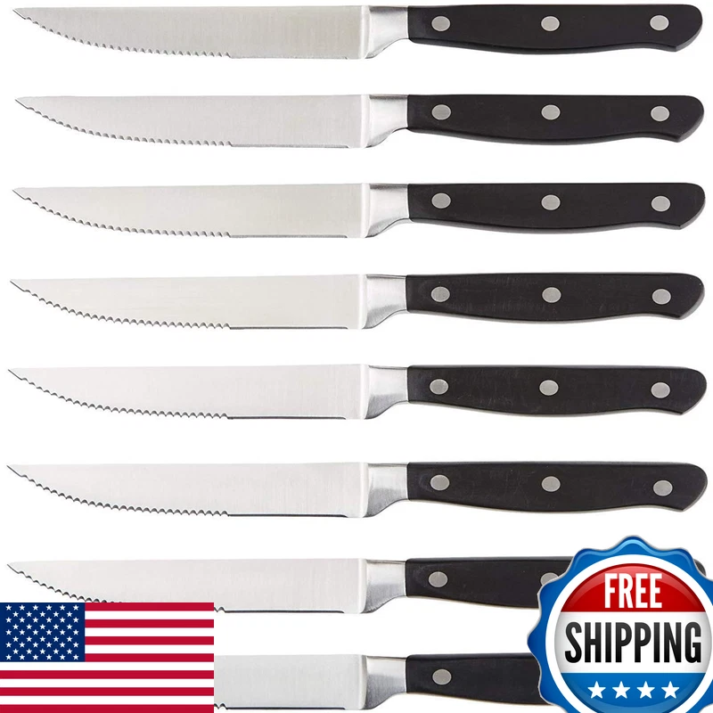 Retailer Basics 8-Piece Full Tang Stainless Steel Serrated Steak Knife Set 4.5