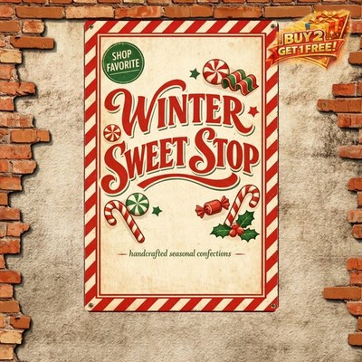 Candy Cane Lane Lollipop Christmas Decor 8x12 Retro Metal Tin Sign Wall Art