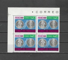 PARAGUAY , 1968 , OLYMPICS ,  SPORTS , BLOCK OF 4 STAMPS  PERF , MNH