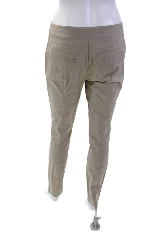 Pantalones para mujer Nanette Lepore cierre de gancho frente plano pierna recta beige talla 6 Foto 3 de 4