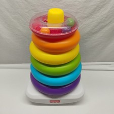Fisher Price Giant Rock-a-Stack Ring Stacking Toy Multicolor Roly-Poly Base 15"