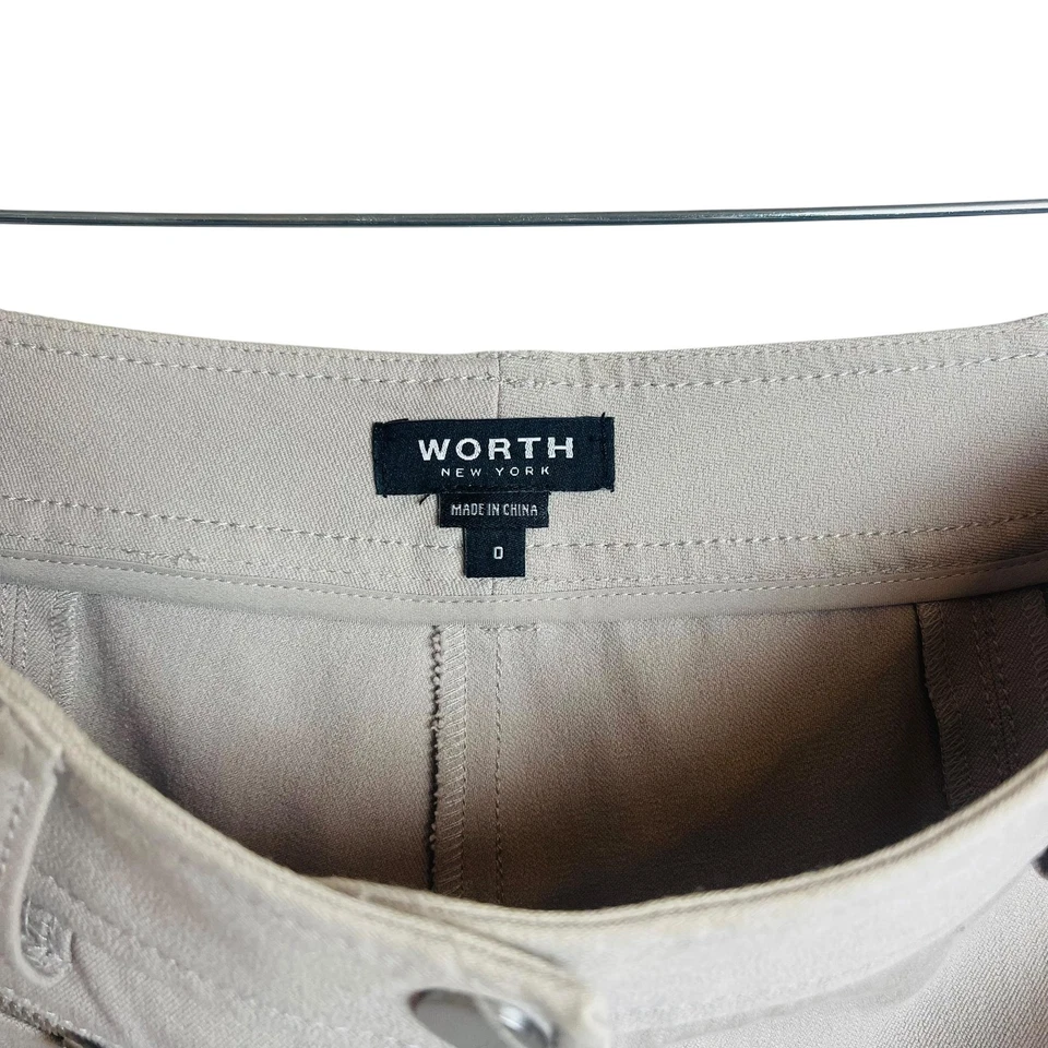Worth New York Pants Womens 0 Beige Slim Tapered Stretch Zip Pocket Ring Pull - Image 3 of 4