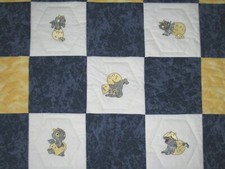 Embroidered BABY HATCHING DRAGONS Quilted Flannel Fabric Animal Child's Quilt