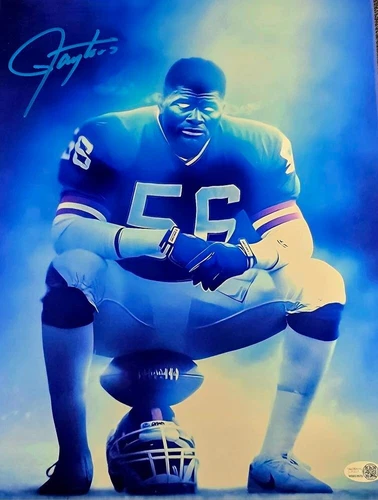 Lawrence Taylor Autographed New York Giants Art 11x14 METALLIC JSA COA
