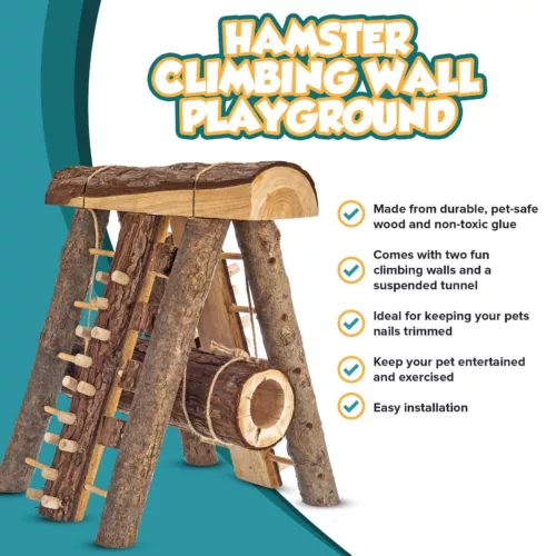 Wooden Hamster Playground Climbing Wall House Toy Small Animal Gerbil Mouse Rat - Picture 3 of 13