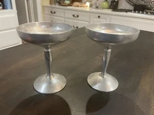 Vintage Raimond Italy Pewter 5.5" Margarita Glasses Stemmed - Set of 2 - RARE