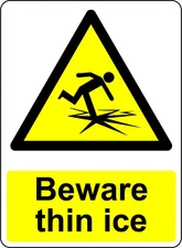 WARNING BEWARE THIN ICE OSHA DECAL SAFETY SIGN STICKER 3M USA MADE 