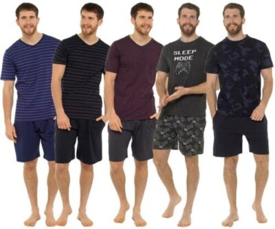 Sanraflic Pigiama Corto Da Uomo In Raso, A Maniche Corte, Con - Foto 8