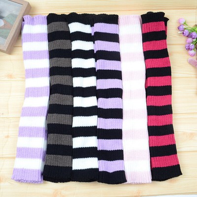 Goth Striped Women Leg Warmer Cute Jk Stretch Knee-length Hipster Warm Knit Sock
