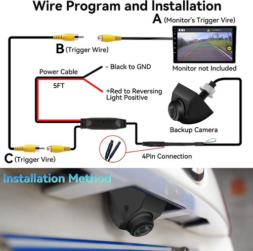 AHD 720P Reverse Rear Cam Backup Rear/Front/Side View Camera+ Hidden/Flush Mount - Picture 6 of 14