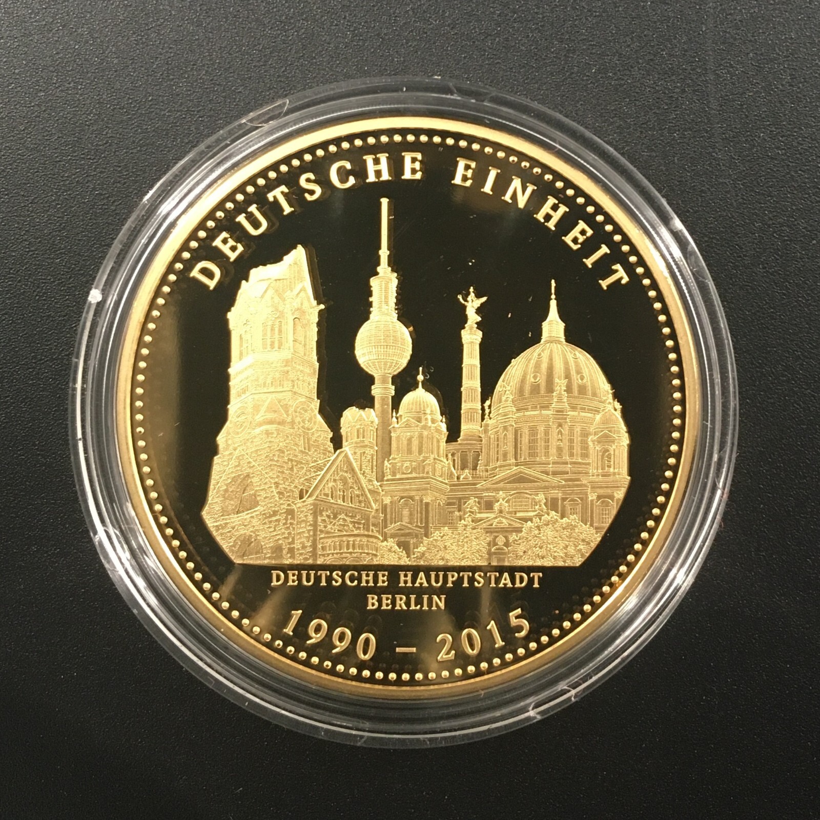 Gold Gedenkprägung 25 Jahre Deutsche Einheit 2015 25 Jahre Deutsche Einheit Medaille Gedenkprägung 24-Karat Goldauflage